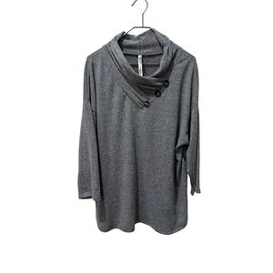 Comfort Collection Women's Gray Cowl Neck Button Detail Pullover Top Size 2X